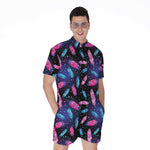 Native Feather Pattern Print Men's Rompers