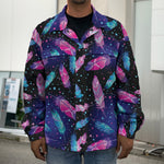 Native Feather Pattern Print Men's Shirt Jacket