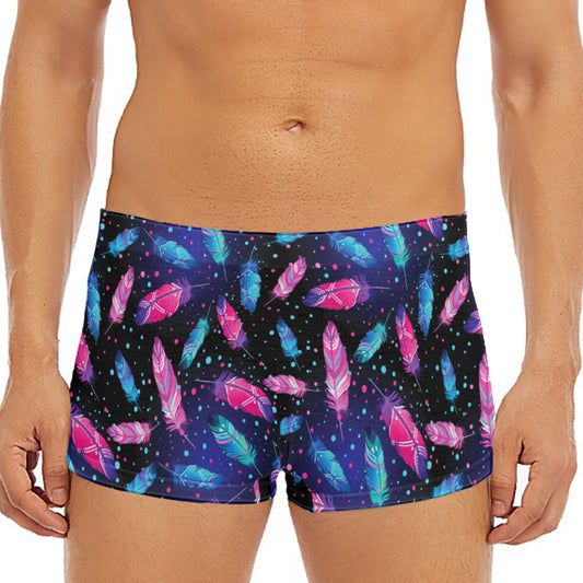 Native Feather Pattern Print Men's Short Boxer Briefs