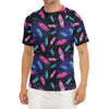 Native Feather Pattern Print Men's Short Sleeve Rash Guard