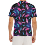 Native Feather Pattern Print Men's Short Sleeve Rash Guard