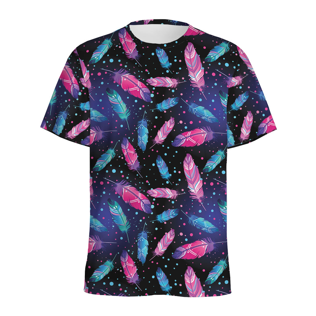 Native Feather Pattern Print Men's Sports T-Shirt