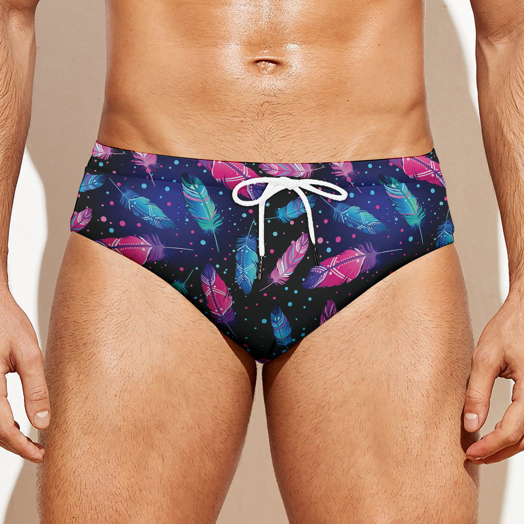 Native Feather Pattern Print Men's Swim Briefs