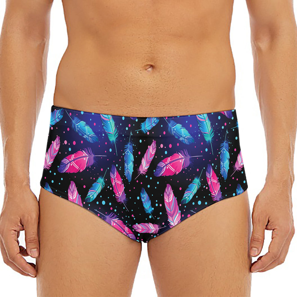 Native Feather Pattern Print Men's Triangle Swim Briefs