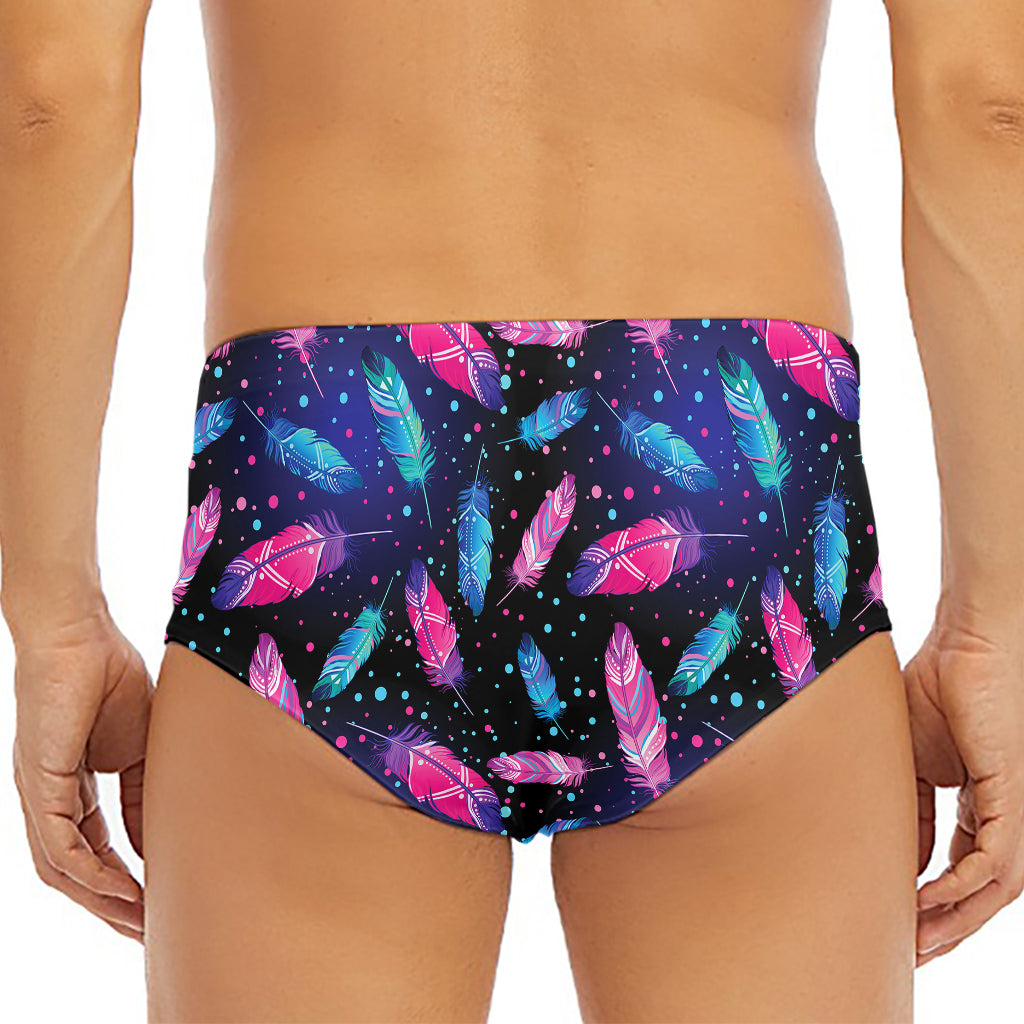 Native Feather Pattern Print Men's Triangle Swim Briefs