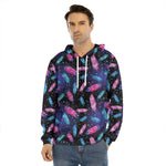 Native Feather Pattern Print Men's Velvet Pullover Hoodie