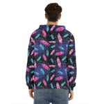 Native Feather Pattern Print Men's Velvet Pullover Hoodie