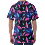 Native Feather Pattern Print Men's Velvet T-Shirt