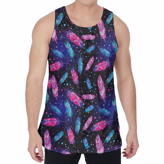 Native Feather Pattern Print Men's Velvet Tank Top