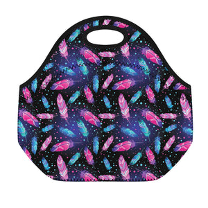 Native Feather Pattern Print Neoprene Lunch Bag