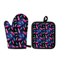 Native Feather Pattern Print Oven Mitt And Pot Holder Set