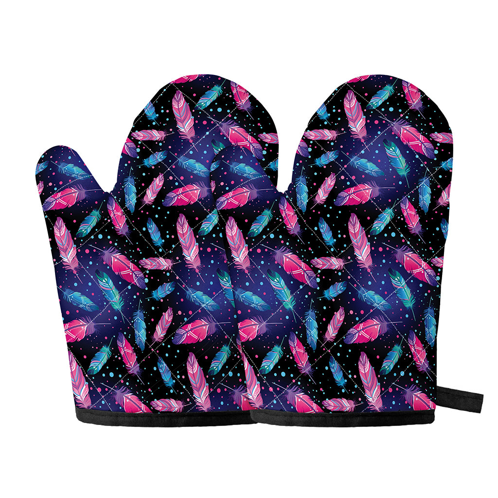 Native Feather Pattern Print Oven Mitts