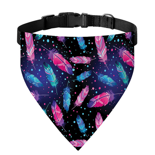 Native Feather Pattern Print Over The Collar Dog Bandana