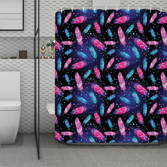 Native Feather Pattern Print Polyester Shower Curtain