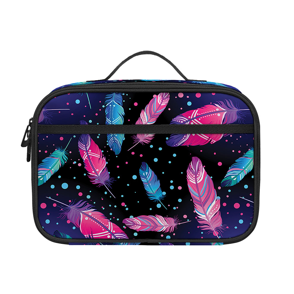 Native Feather Pattern Print Portable Lunch Bag