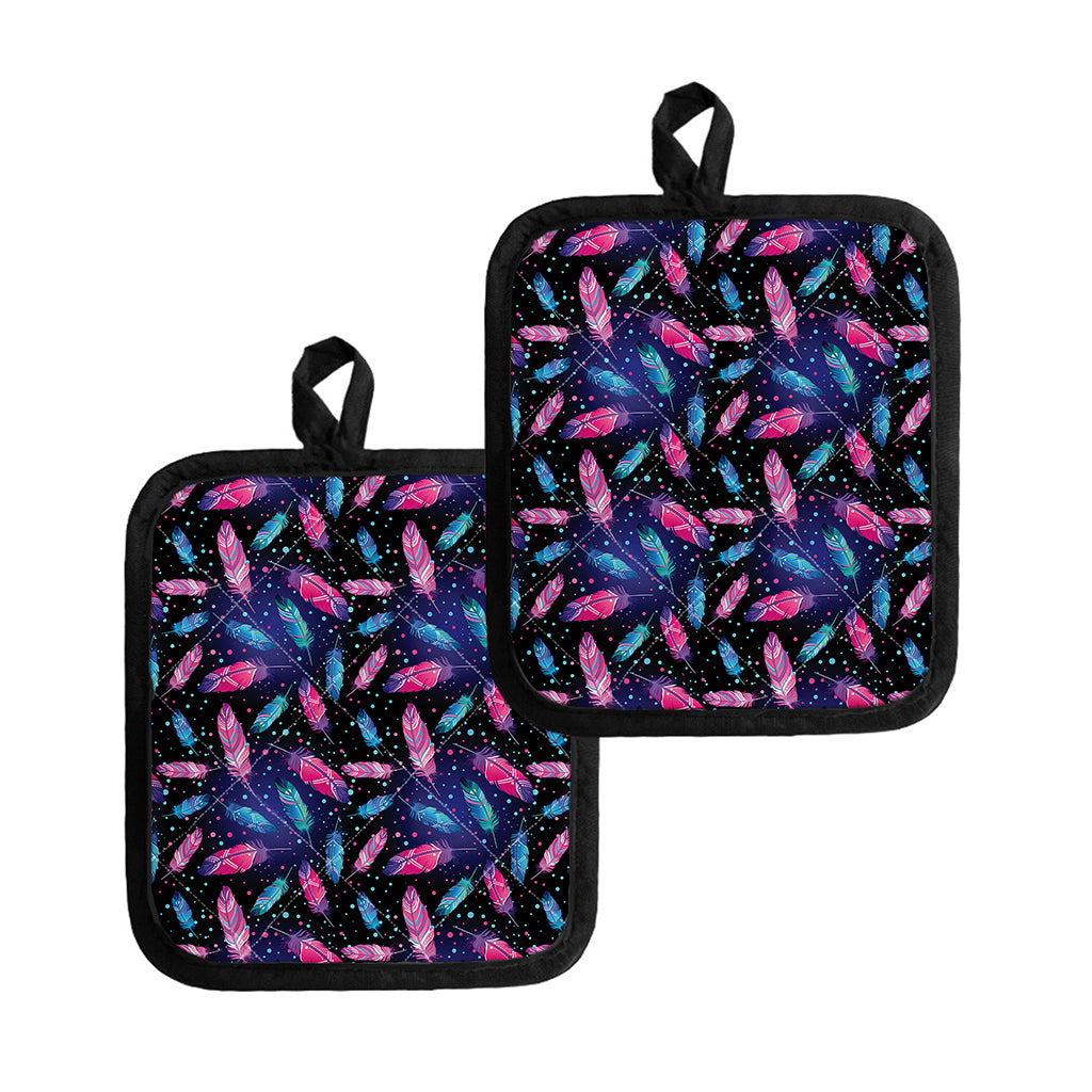Native Feather Pattern Print Pot Holders