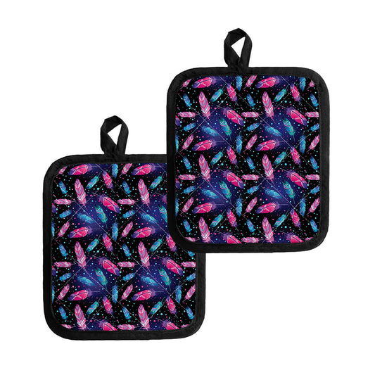 Native Feather Pattern Print Pot Holders