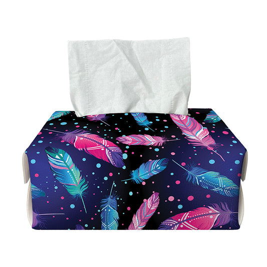 Native Feather Pattern Print Rectangle Tissue Box Cover