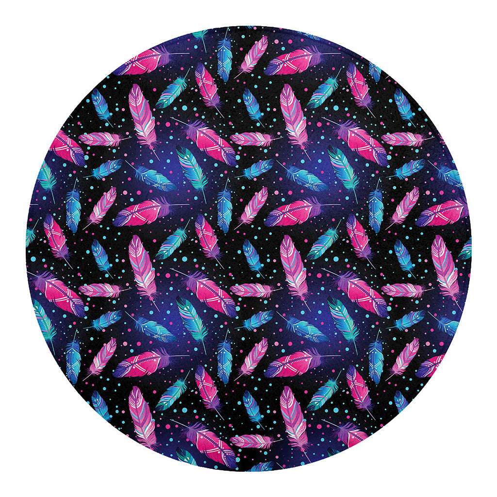 Native Feather Pattern Print Round Blanket