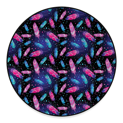 Native Feather Pattern Print Round Floor Mat