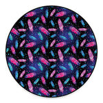 Native Feather Pattern Print Round Floor Mat