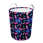 Native Feather Pattern Print Round Laundry Basket