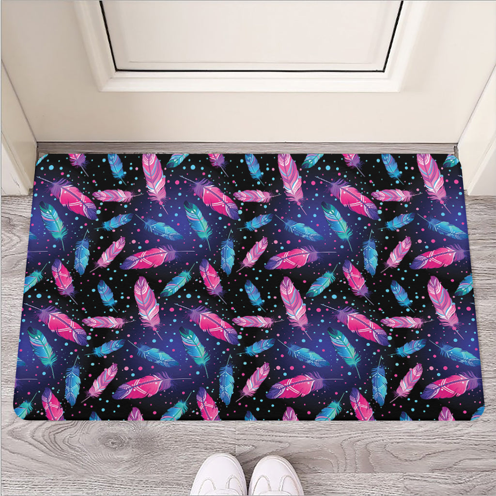 Native Feather Pattern Print Rubber Doormat