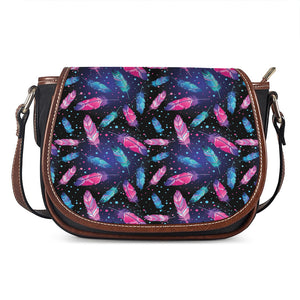 Native Feather Pattern Print Saddle Bag