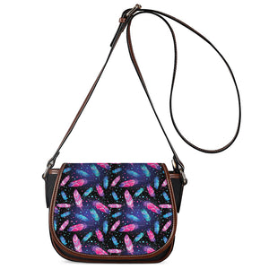 Native Feather Pattern Print Saddle Bag