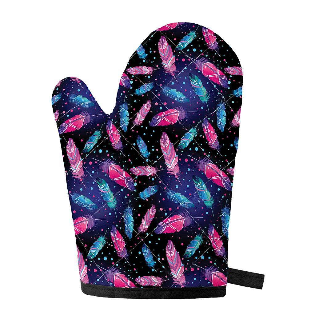 Native Feather Pattern Print Single Oven Mitt
