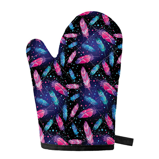 Native Feather Pattern Print Single Oven Mitt