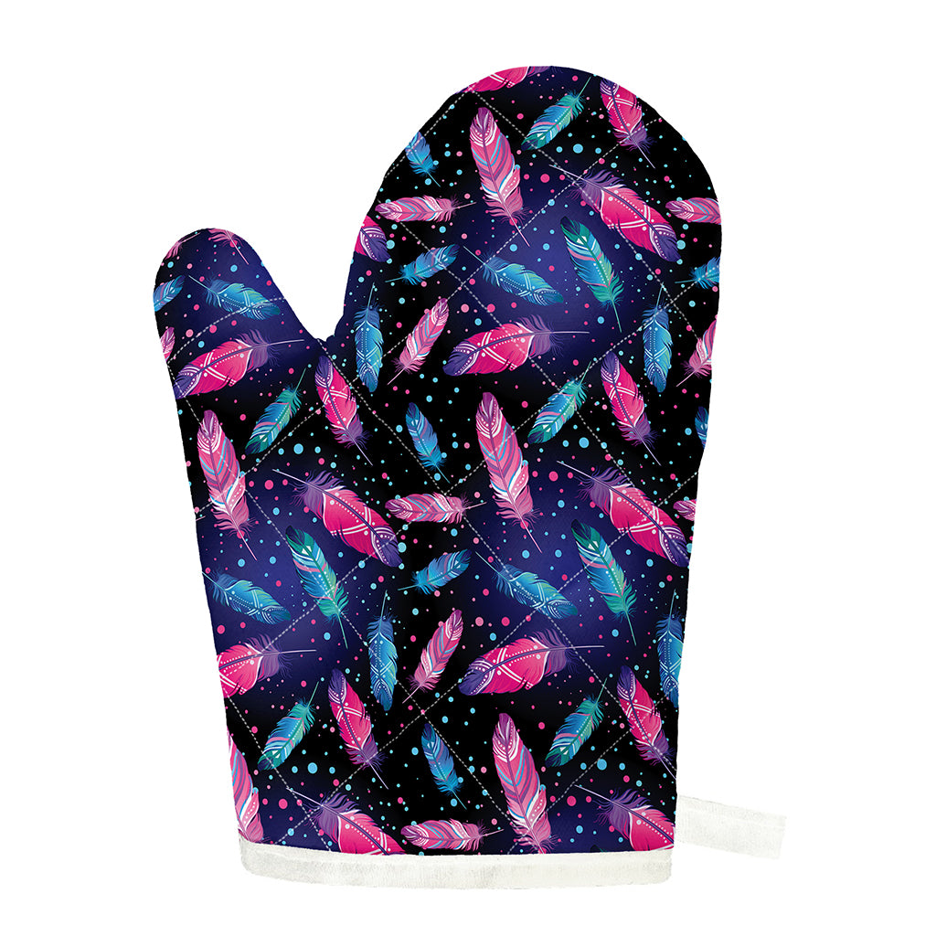 Native Feather Pattern Print Single Oven Mitt