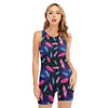 Native Feather Pattern Print Sleeveless One Piece Swimsuit