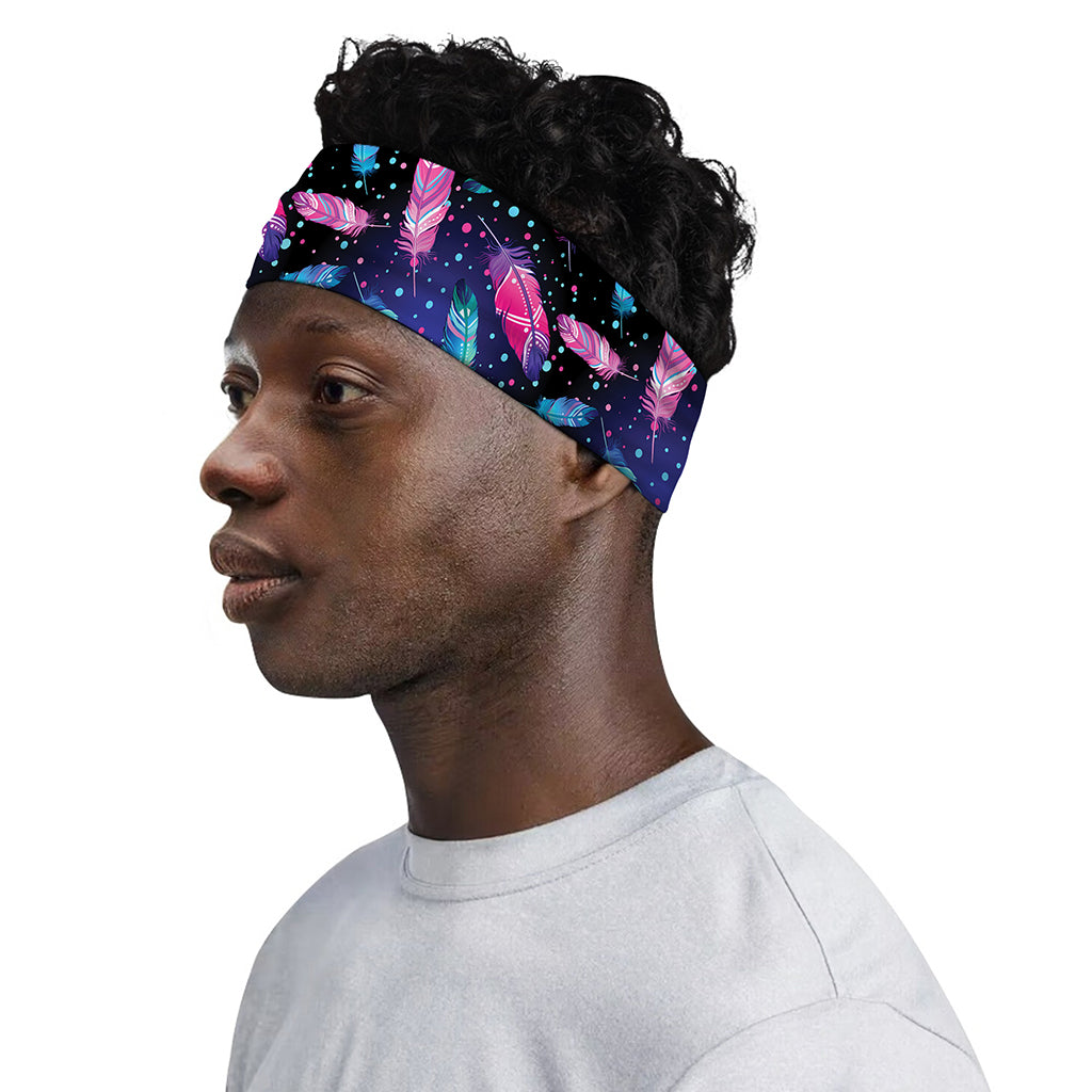 Native Feather Pattern Print Sports Headband