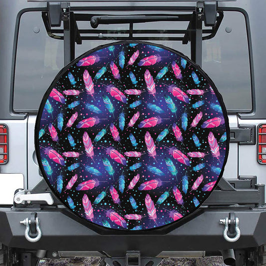 Native Feather Pattern Print Tire Cover