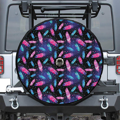Native Feather Pattern Print Tire Cover With Camera Hole