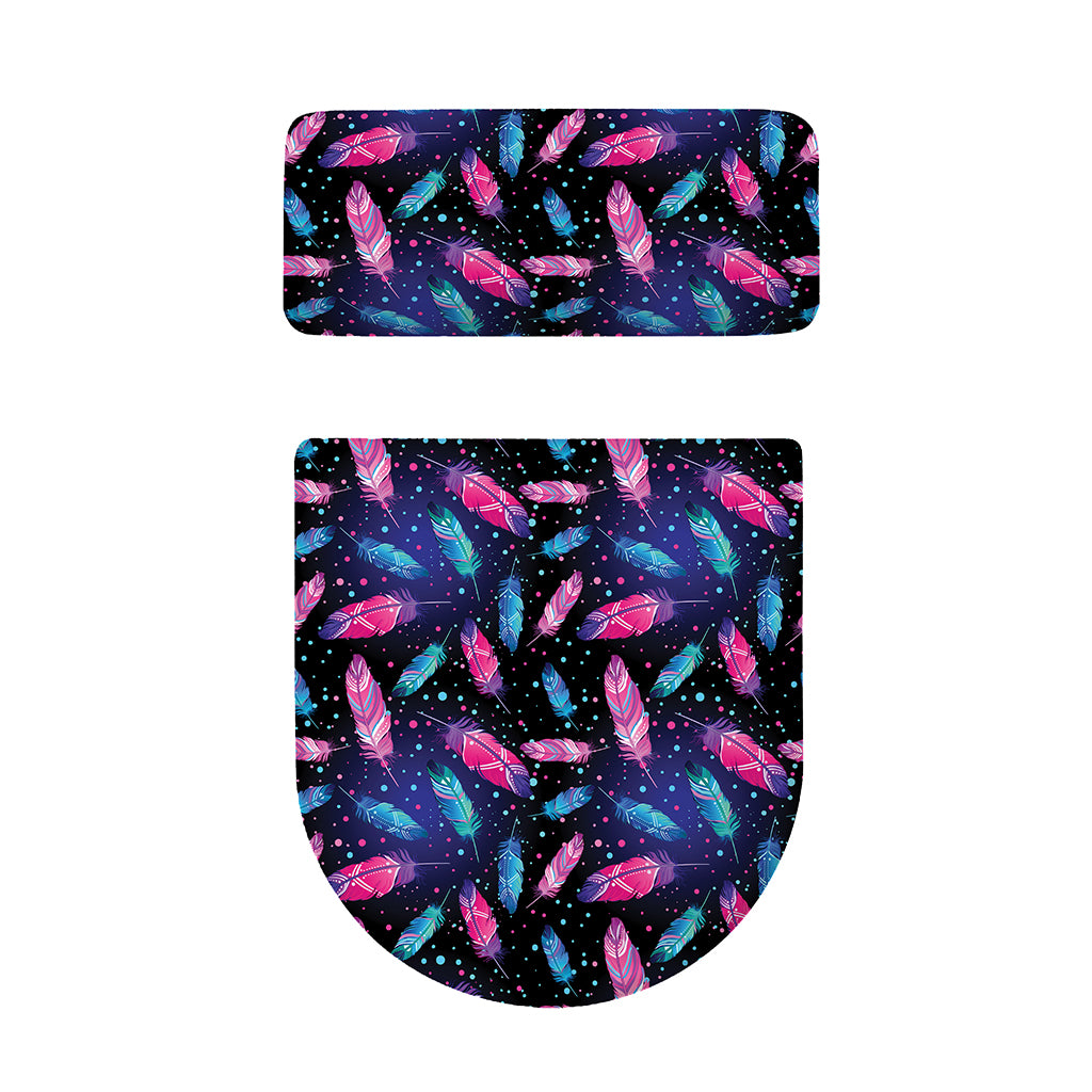 Native Feather Pattern Print Toilet Lid And Tank Cover Set