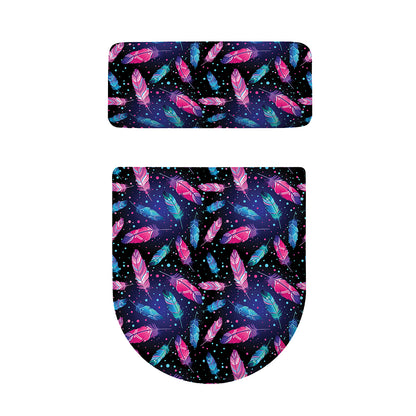 Native Feather Pattern Print Toilet Lid And Tank Cover Set