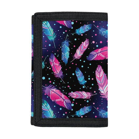 Native Feather Pattern Print Trifold Wallet