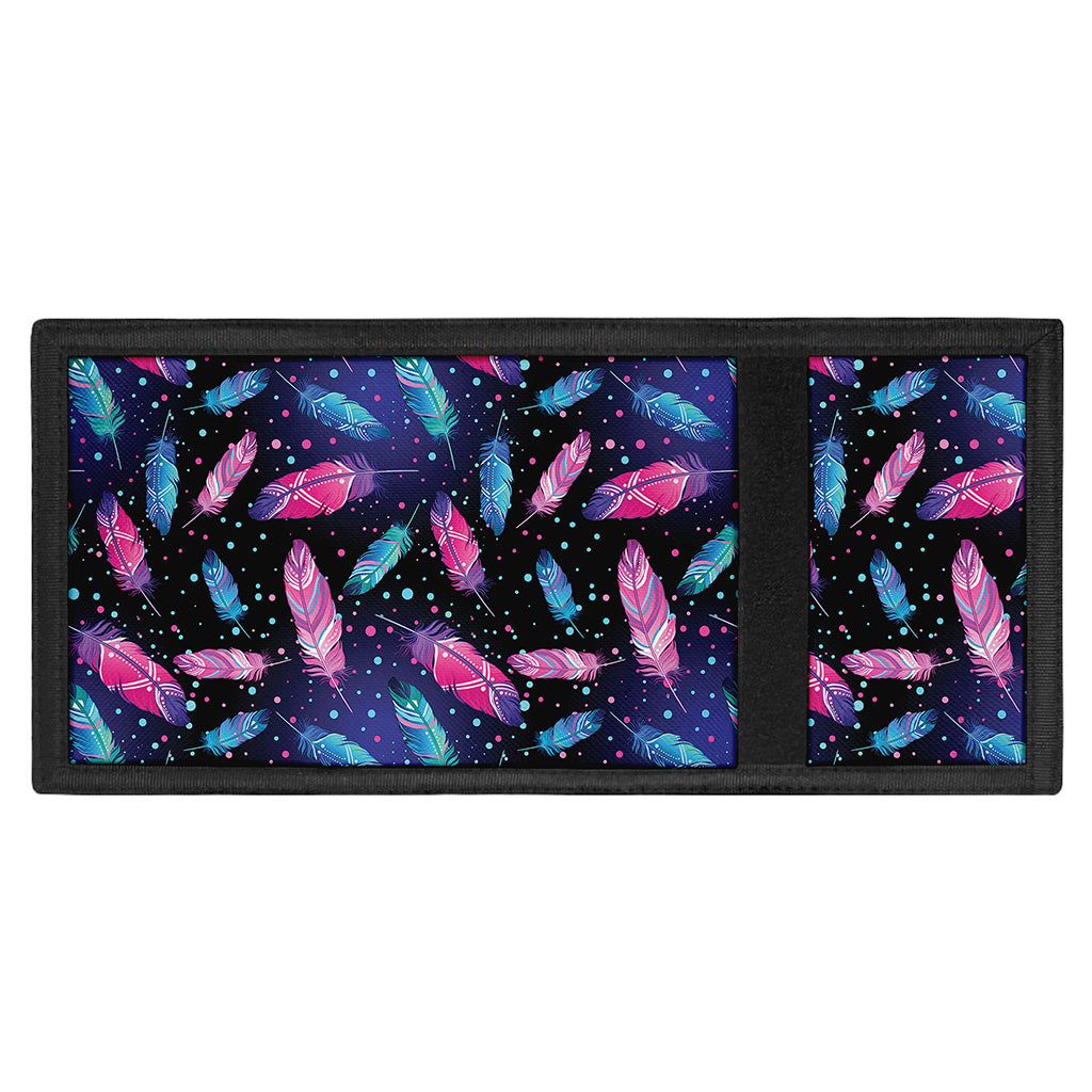 Native Feather Pattern Print Trifold Wallet