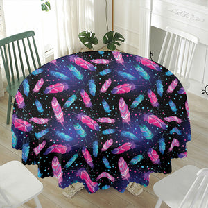 Native Feather Pattern Print Waterproof Round Tablecloth