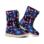 Native Feather Pattern Print Winter Boots
