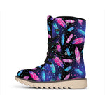 Native Feather Pattern Print Winter Boots