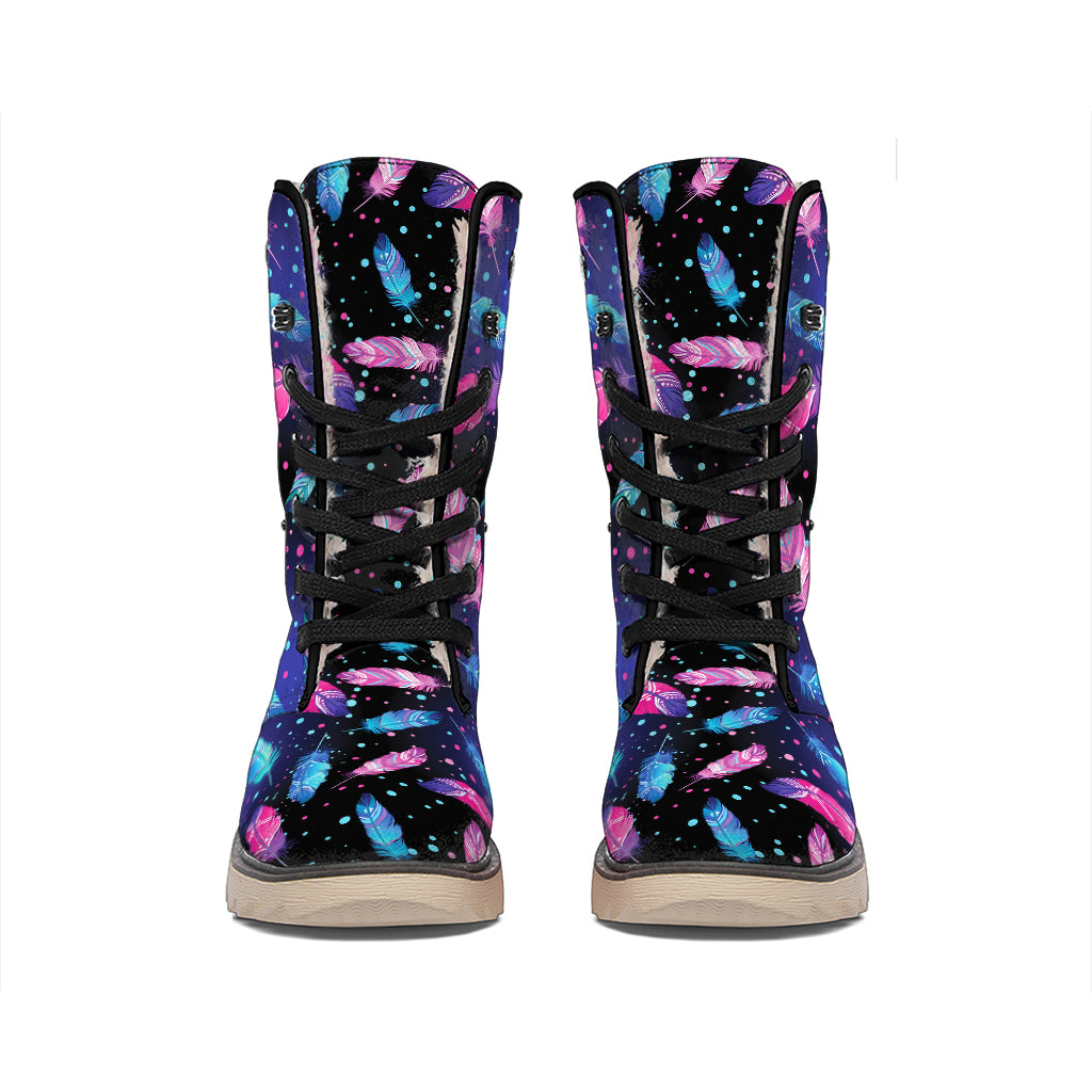 Native Feather Pattern Print Winter Boots