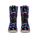 Native Feather Pattern Print Winter Boots