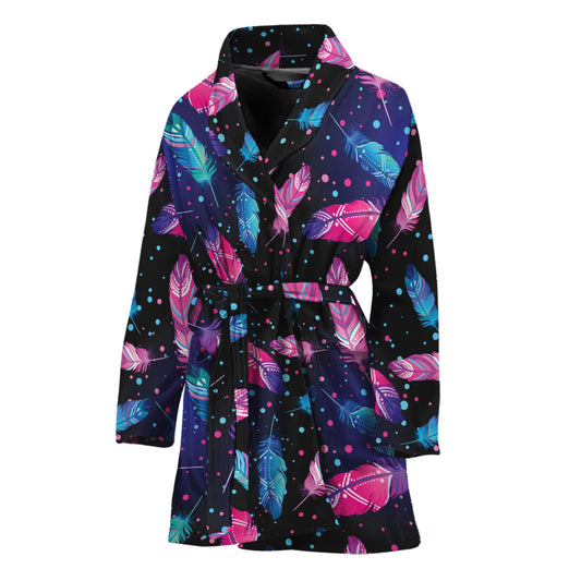 Native Feather Pattern Print Women's Bathrobe