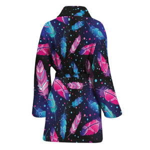 Native Feather Pattern Print Women's Bathrobe