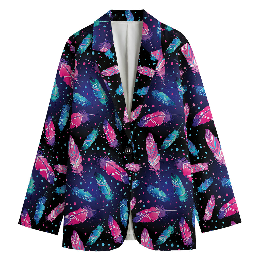 Native Feather Pattern Print Women's Blazer