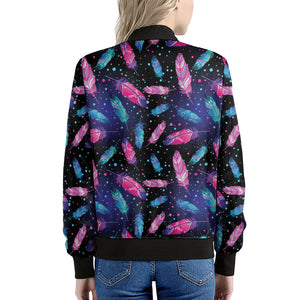 Native Feather Pattern Print Women's Bomber Jacket