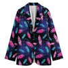 Native Feather Pattern Print Women's Cotton Blazer